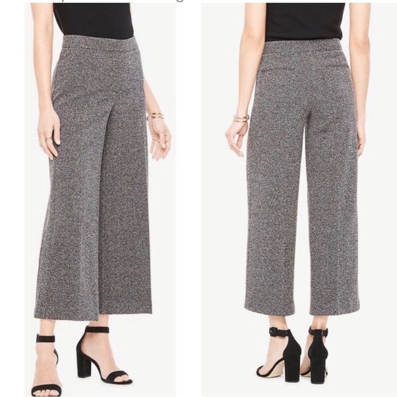 Ann Taylor Factory Marled Knit Wide Leg Cropped Pants - Picture 1 of 9